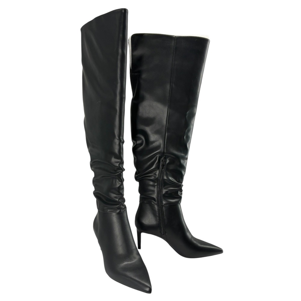 Black Over The Knee Slouch Boots Pointed Toe Stiletto Tall I.N.C. Damoni‎ 7.5 M
